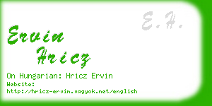 ervin hricz business card